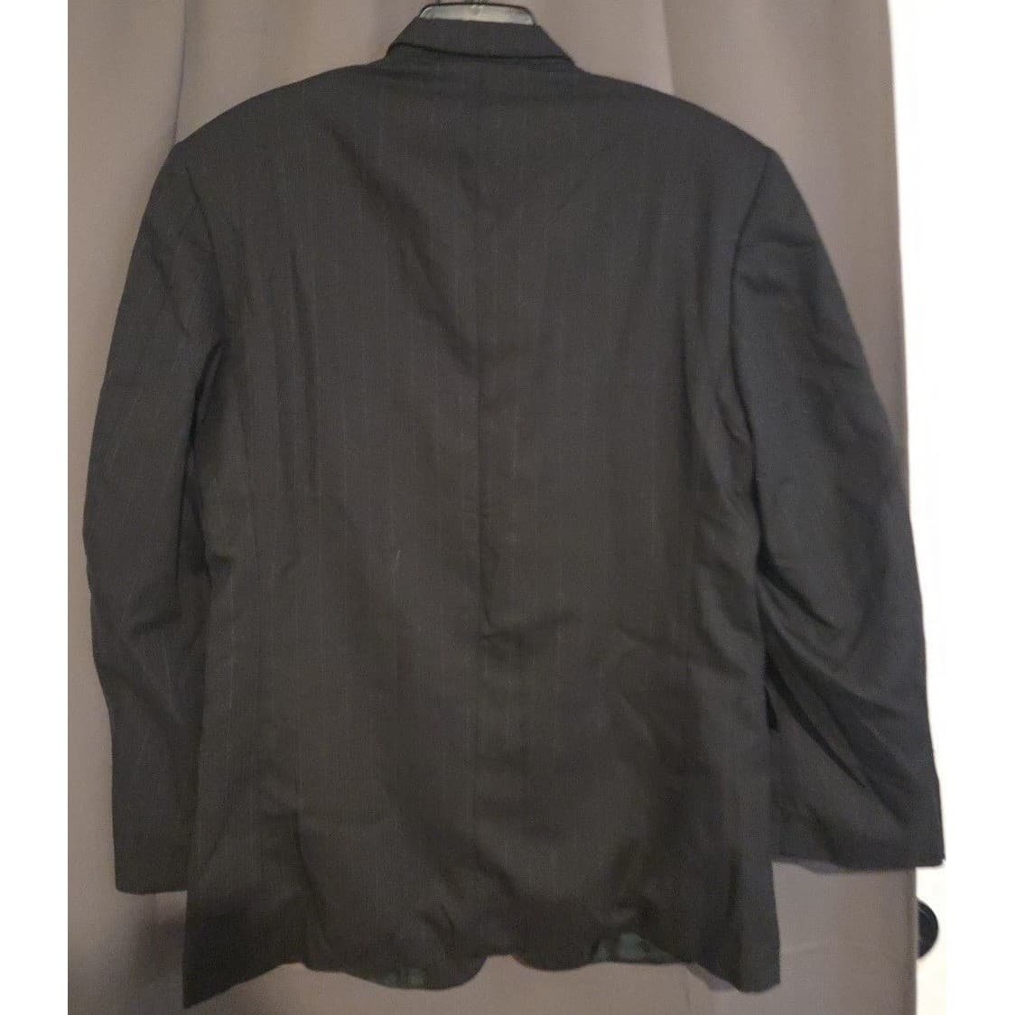 JD Christopher London New York Black Pinstripe Wool Blend Blazer, Men's 40R - Thumbnail 4