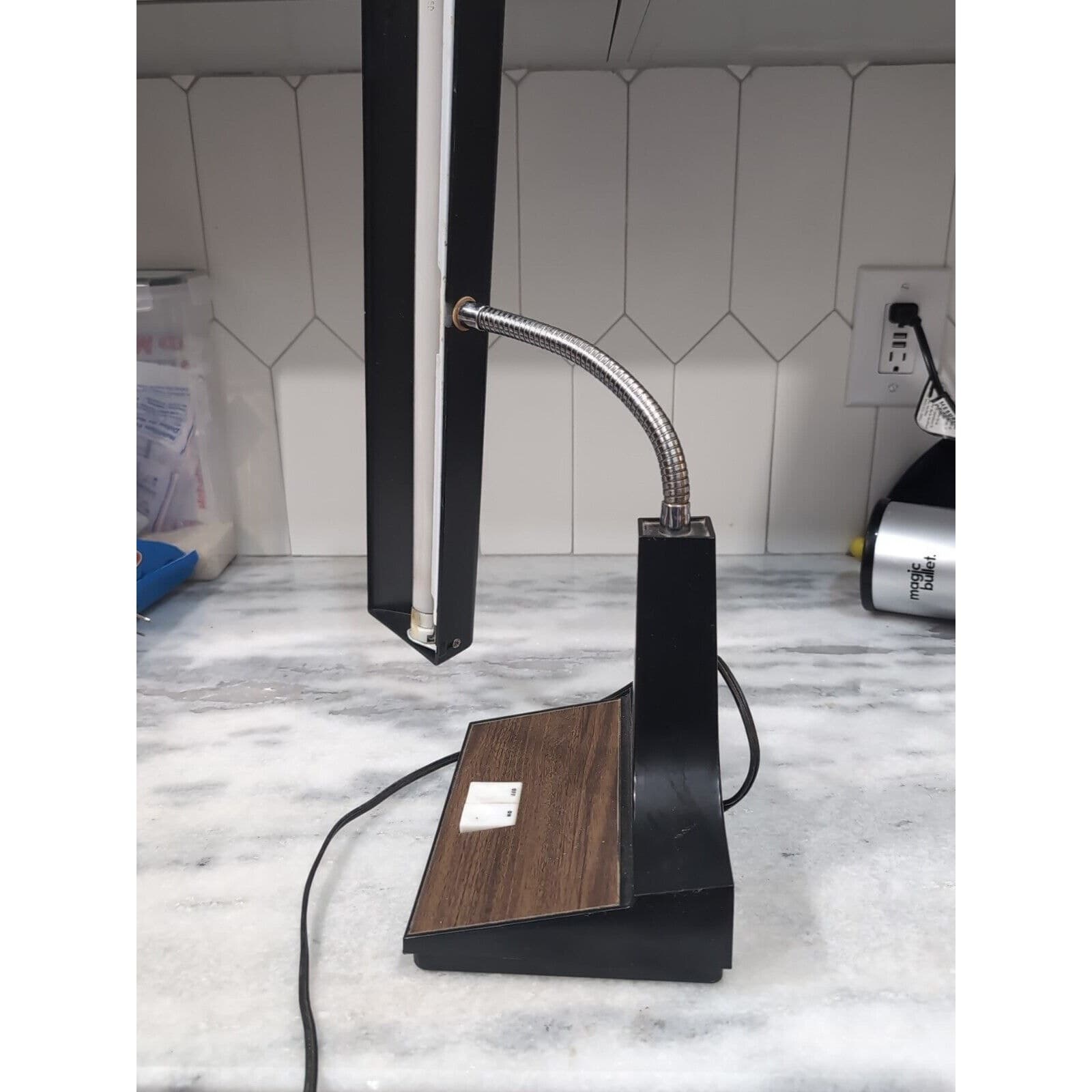 Gooseneck Lamp Black Wood Grain, UL Tested, Vintage Desk Light, Task Lighting - Thumbnail 6