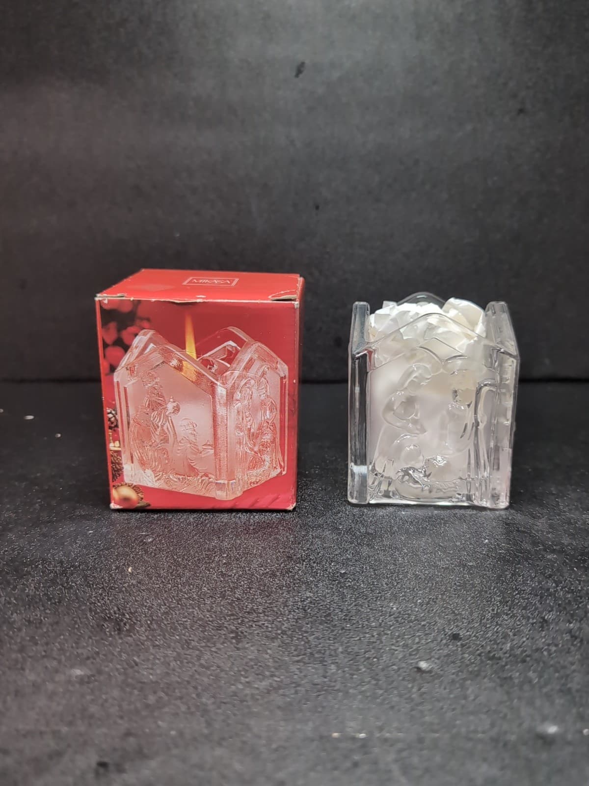 Mikasa Holy Lights Nativity Candle Holder, Glass Candle Decor, Christmas Decor