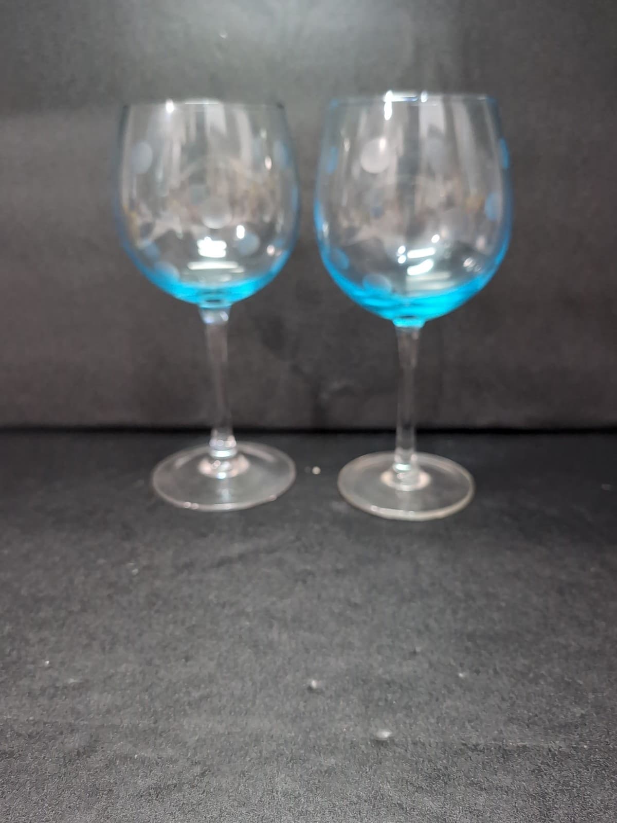 Waterford Marquis Polka Dot Glasses, Aqua Blue Green Balloon, 20 oz, Set Of 2