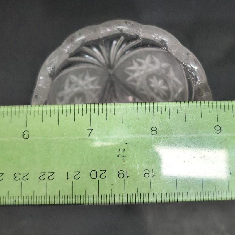Hobstar Crystal Flare Vase, Star of David Cut Design, Frosted Flower Holder - Thumbnail 10