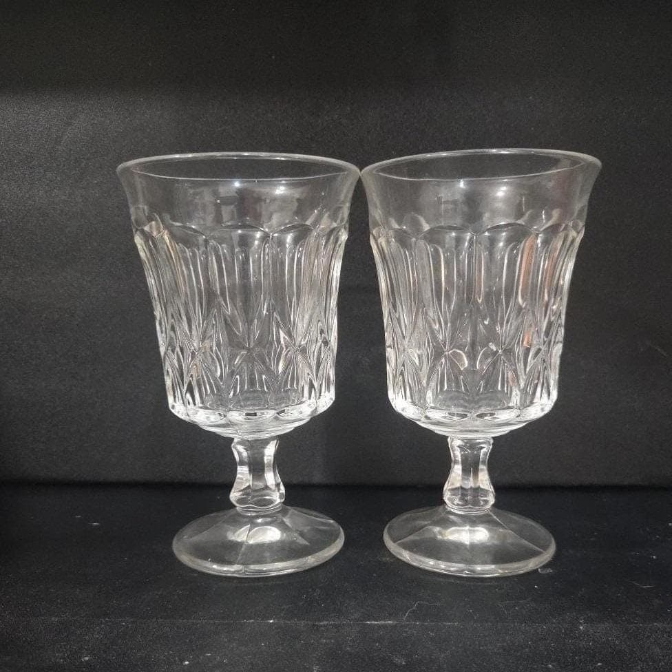 Noritake Crystal Perspective Goblets, Set of 2, Vintage Clear Water Glasses - Thumbnail 8