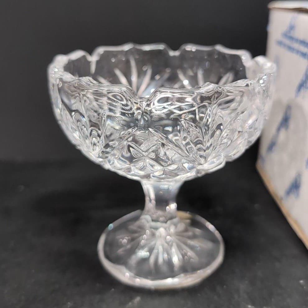 Princess House Royal Highlights Footed Dessert Bowl #801, Vtg Crystal Stemware - Thumbnail 5