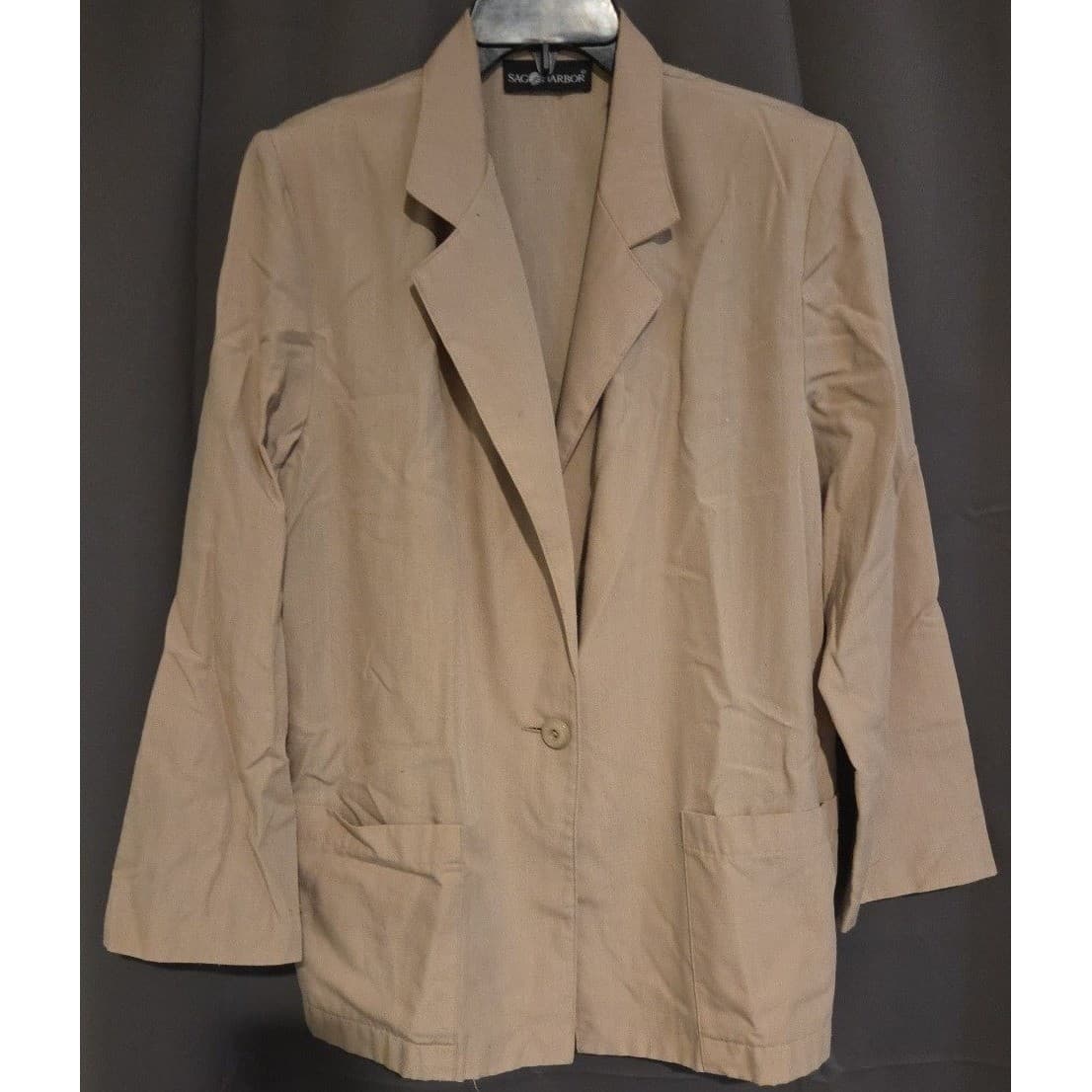 Sag Harbor Tan Single Button Blazer, Women's Tan Professional Office Wear Jacket - Thumbnail 3