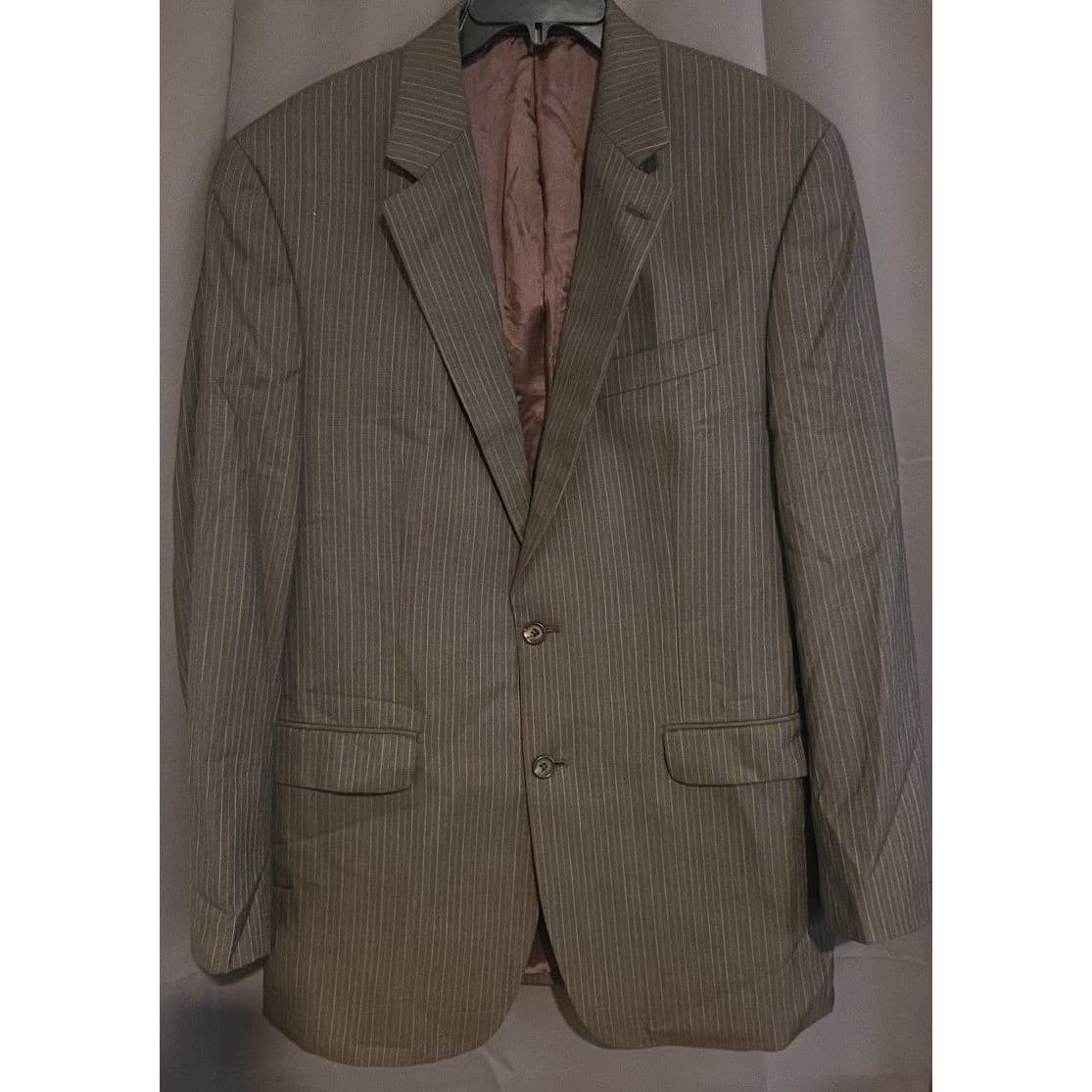 Ralph Ralph Lauren Brown Pinstripe Two Button Blazer, Men's 46L Sport Coat - Thumbnail 2