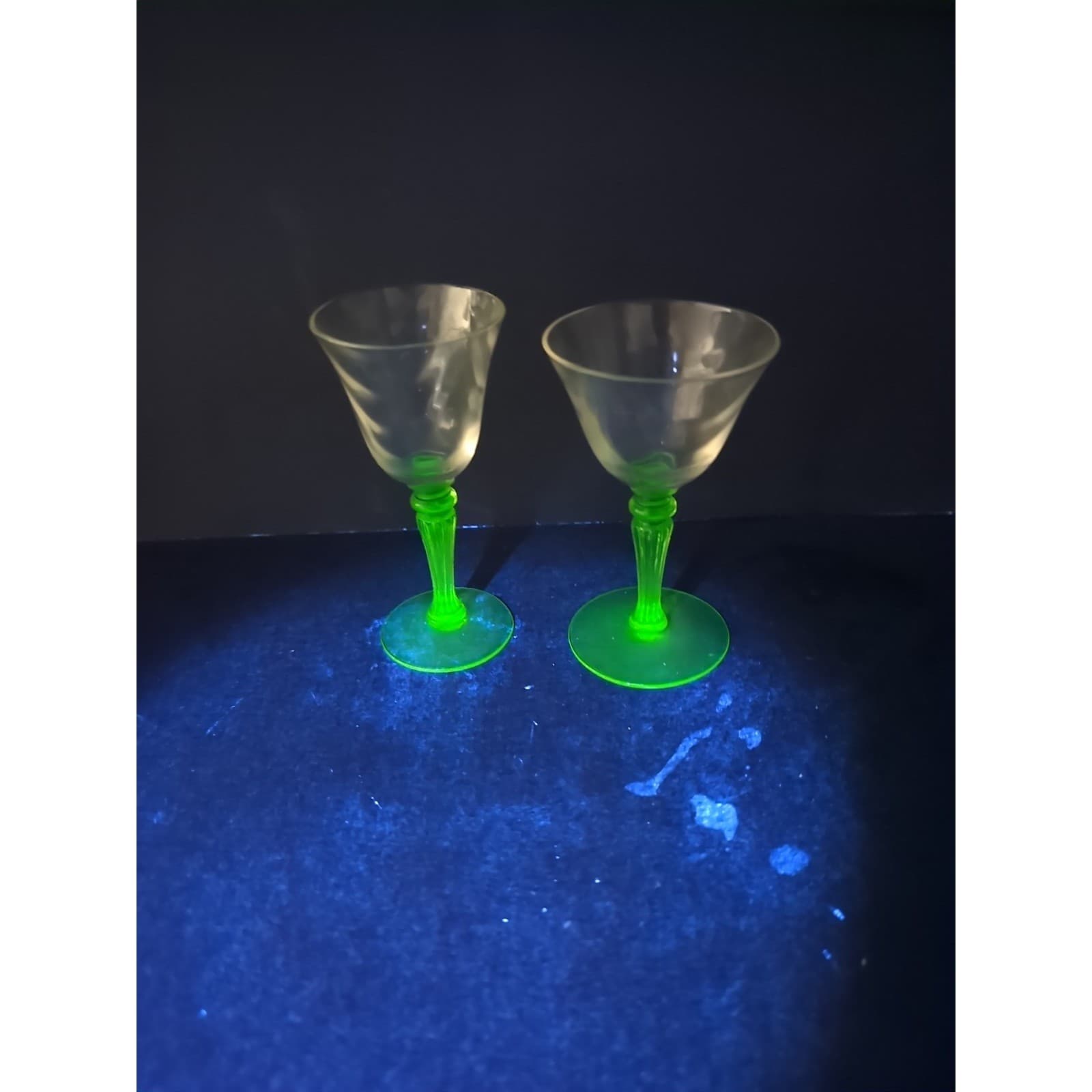 Tiffin Green Stem Cordials, Set of 2, Optic Design Liqueur Glasses, Cocktails - Thumbnail 14