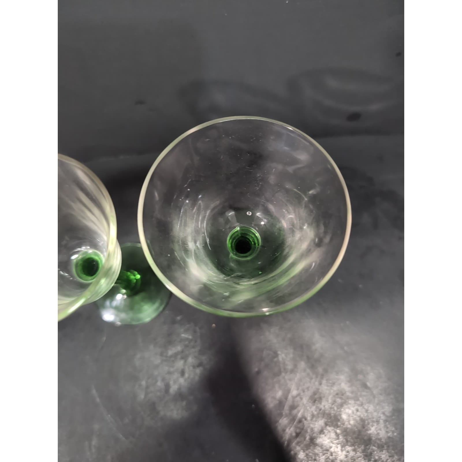 Tiffin Green Stem Cordials, Set of 2, Optic Design Liqueur Glasses, Cocktails - Thumbnail 9