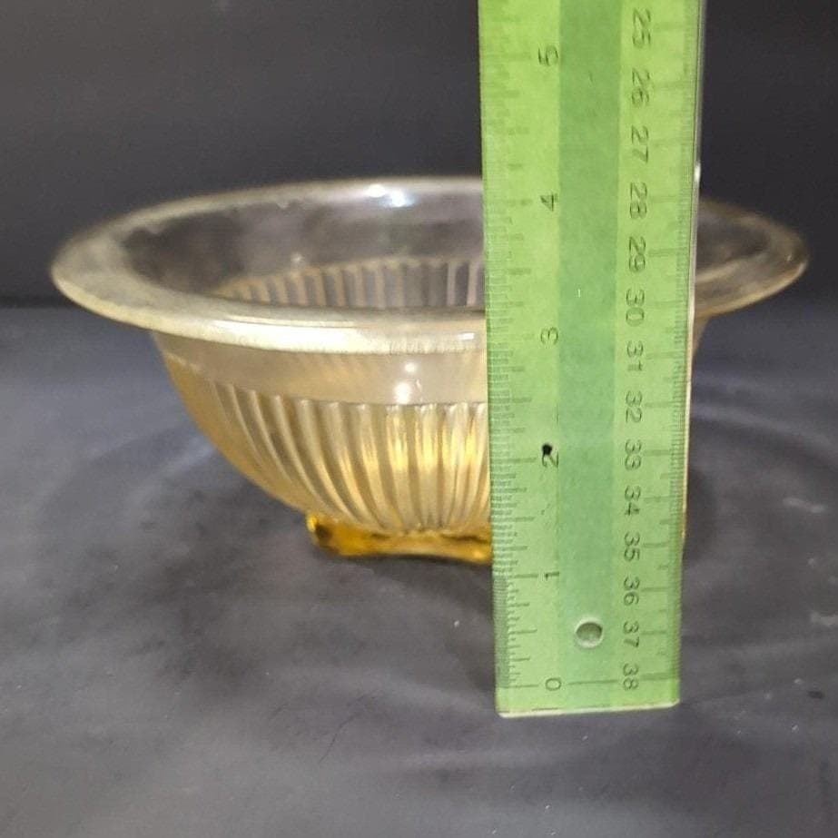 Federal Glass Ribbed Amber Mixing Bowl, Nested Yellow Kitchenware, Replacement - Thumbnail 3
