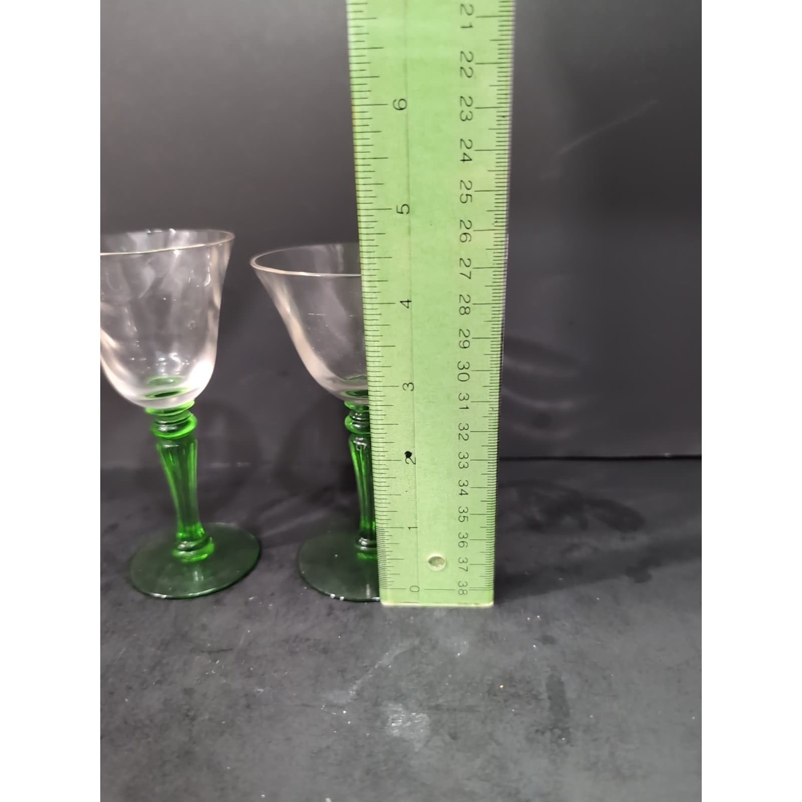 Tiffin Green Stem Cordials, Set of 2, Optic Design Liqueur Glasses, Cocktails - Thumbnail 11