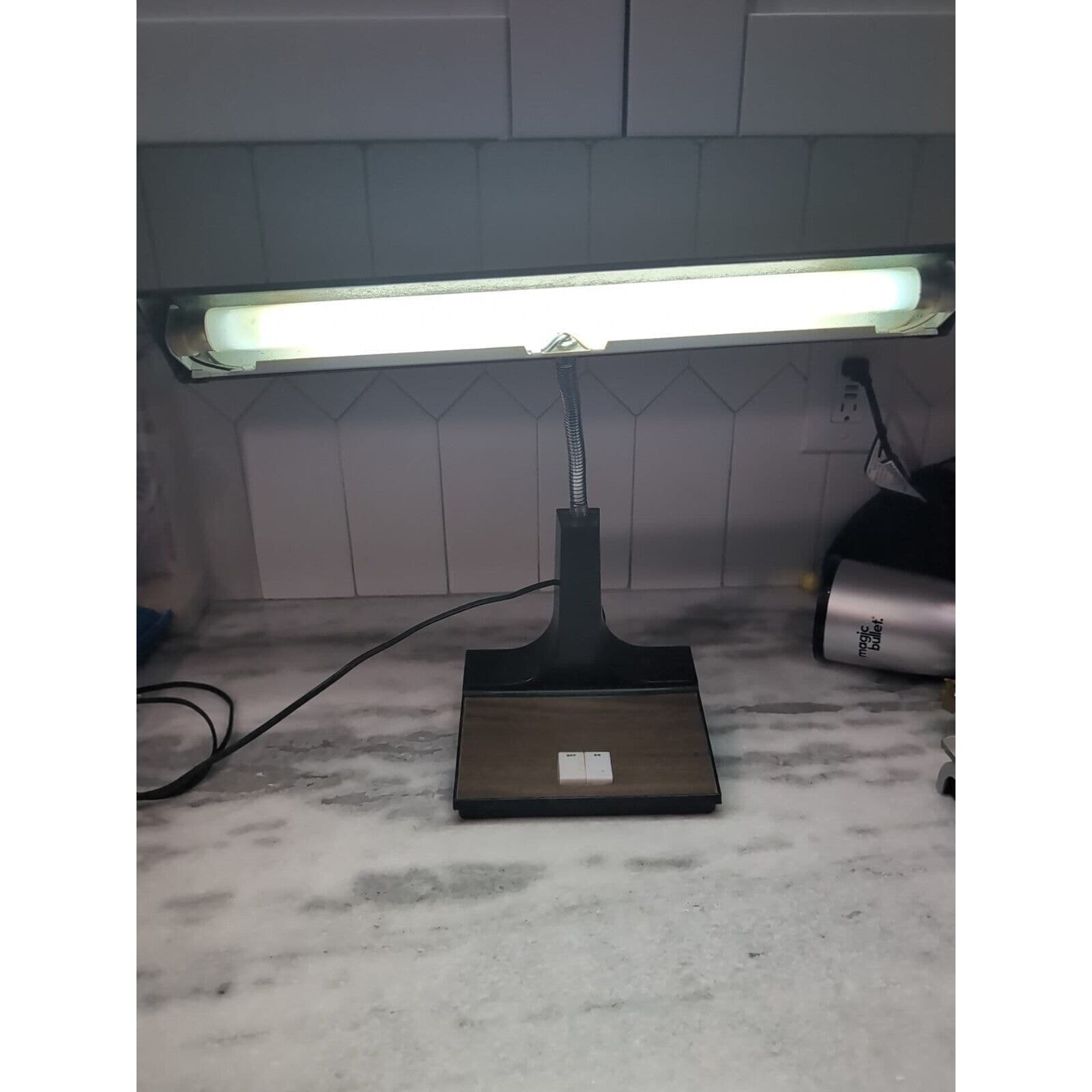 Gooseneck Lamp Black Wood Grain, UL Tested, Vintage Desk Light, Task Lighting - Thumbnail 2