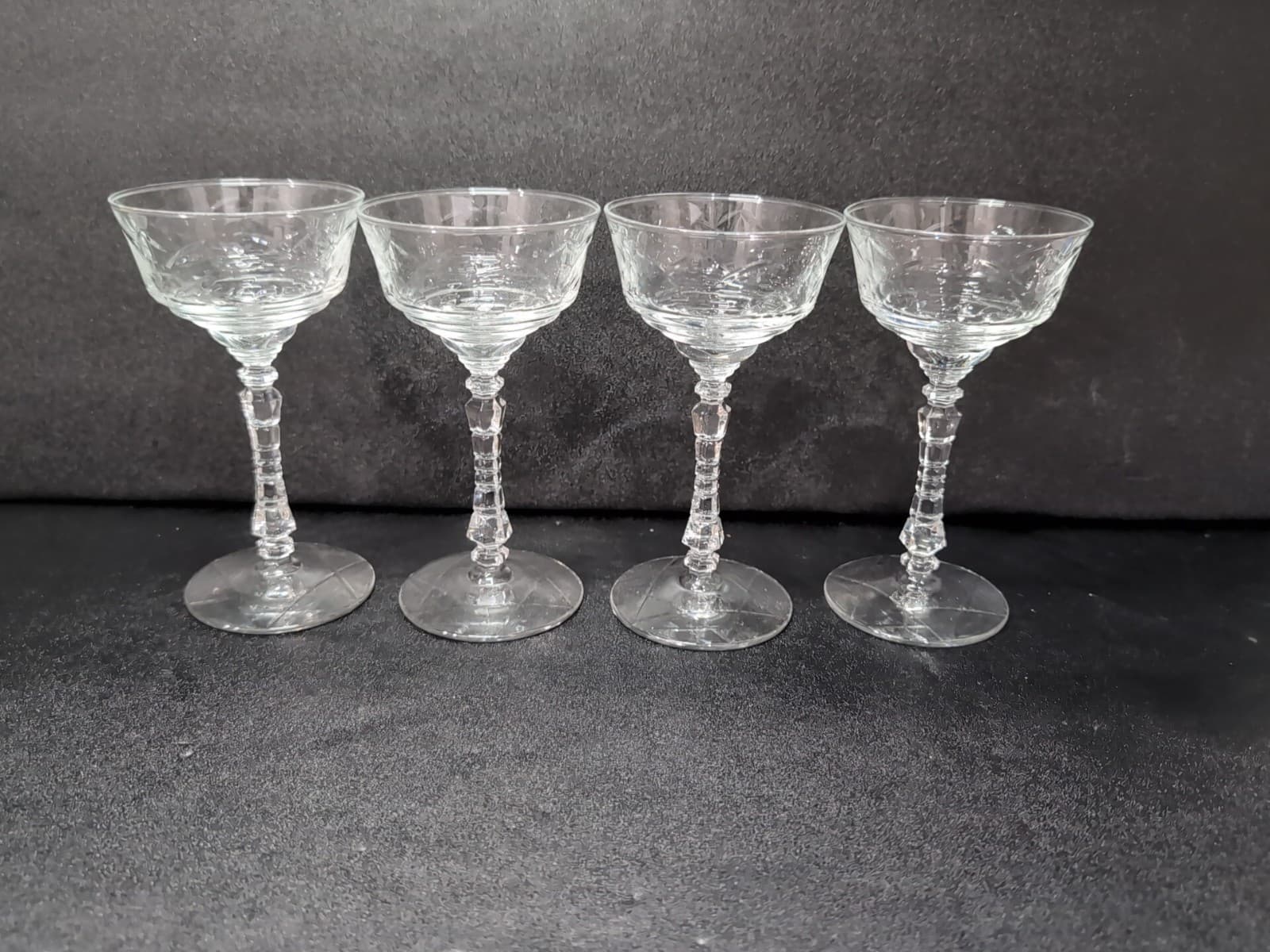Libbey Rock Sharpe Normandy Champagne Glasses, Sherbet Glasses, Set of 4 Vintage