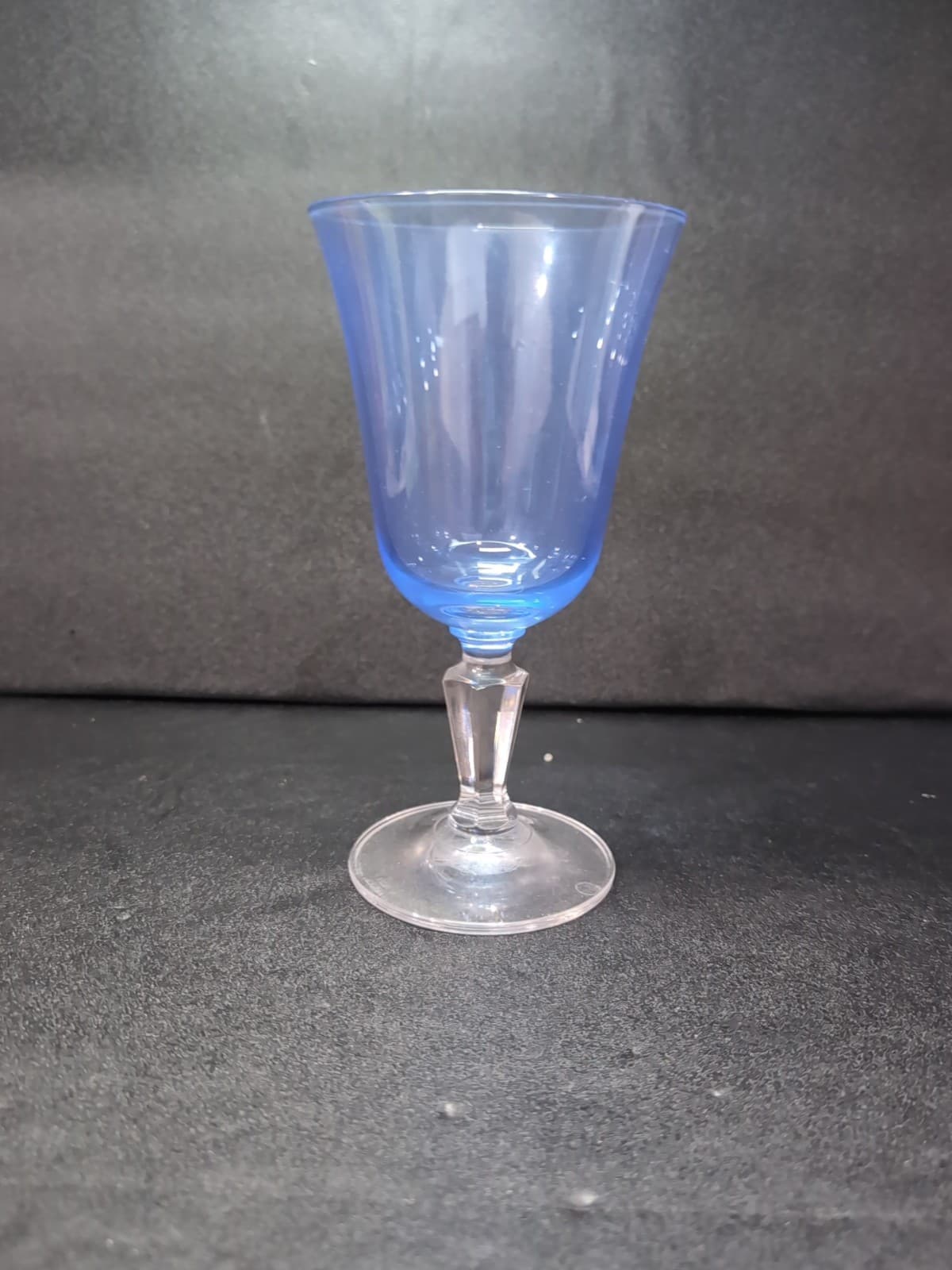 Miller Roganka Alfresco Blue Water Goblet, Lead Crystal Glassware, Hand Blown