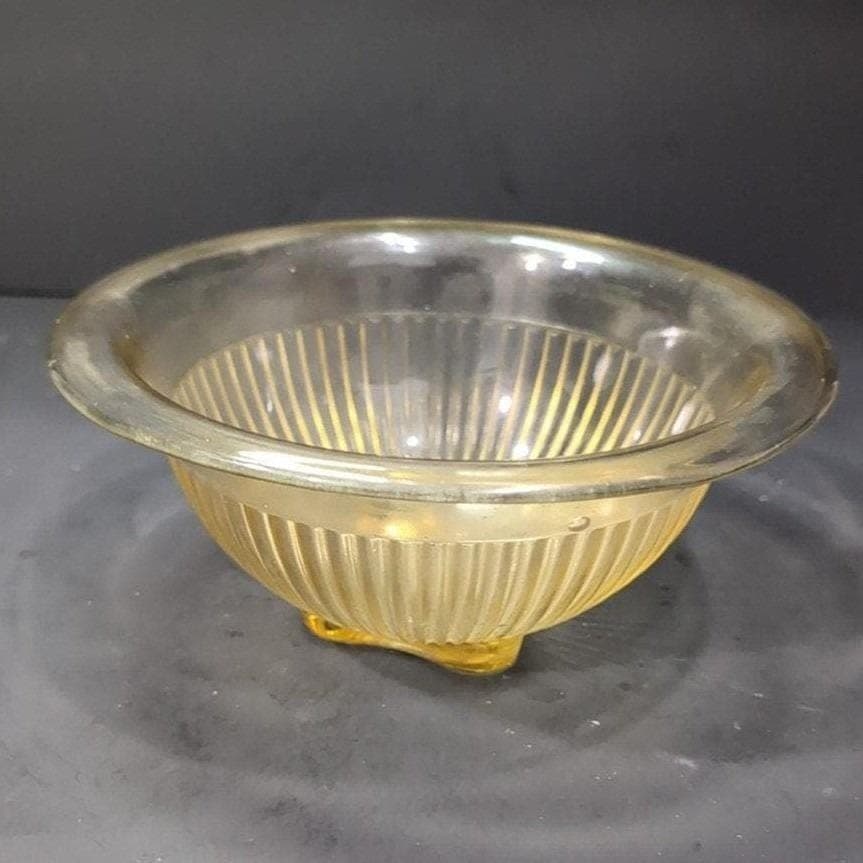 Federal Glass Ribbed Amber Mixing Bowl, Nested Yellow Kitchenware, Replacement - Thumbnail 4