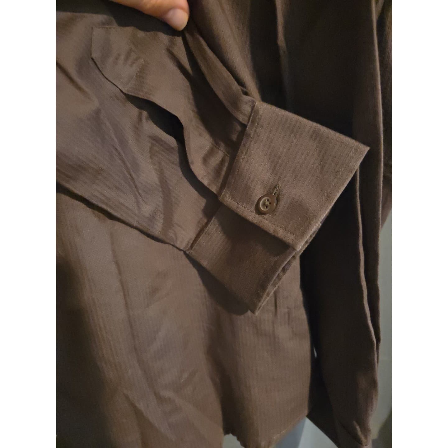 Contigo Long Sleeve Button Down Shirt, Brown Gold Embroidered Scroll, Men's - Thumbnail 7