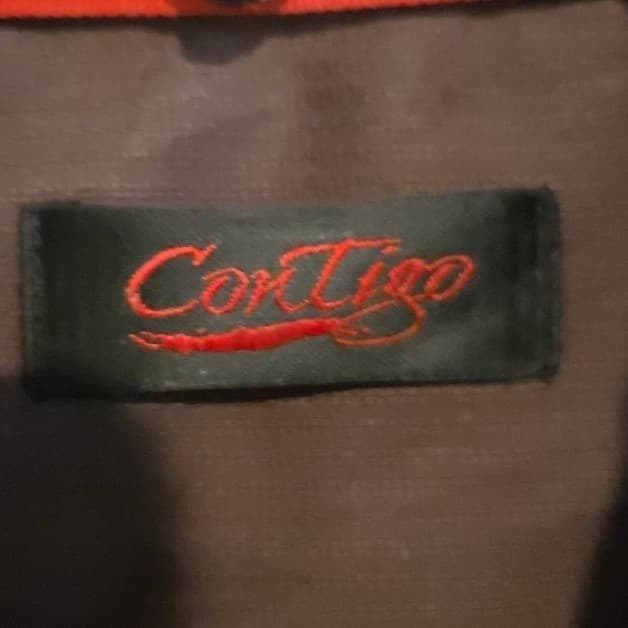 Contigo Long Sleeve Button Down Shirt, Brown Gold Embroidered Scroll, Men's - Thumbnail 5