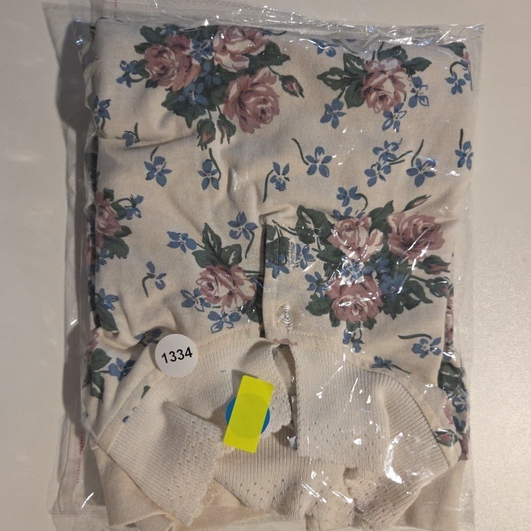 Ship n Shore Vtg Floral Polo Sweatshirt, Cream Pink Blue, Women's Large NRW3A6 - Thumbnail 8