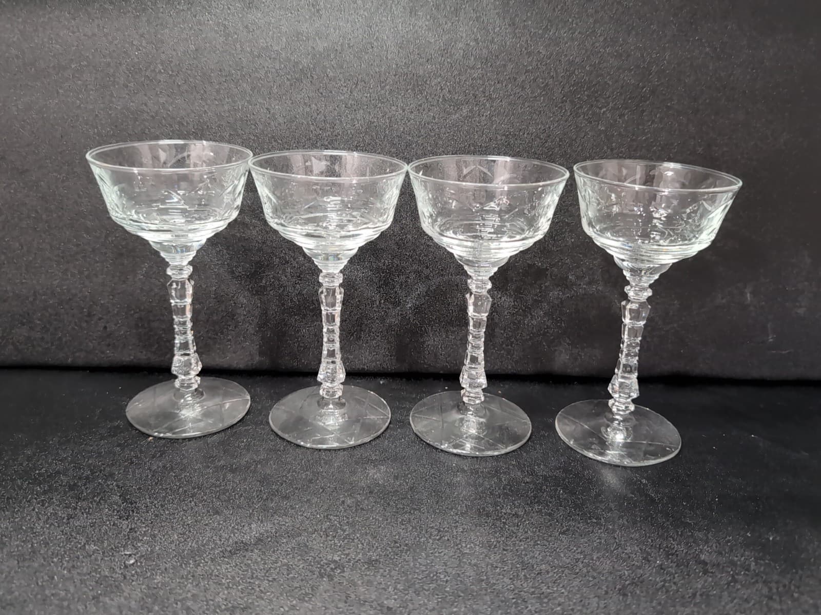 Libbey Rock Sharpe Normandy Champagne Glasses, Sherbet Glasses, Set of 4 Vintage - Thumbnail 3