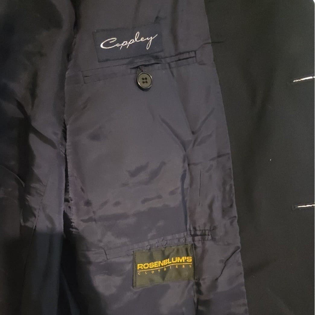 Coppley Navy Blue Wool Blazer, Gold Crest Buttons, Made in Canada, Men's 40S - Thumbnail 10