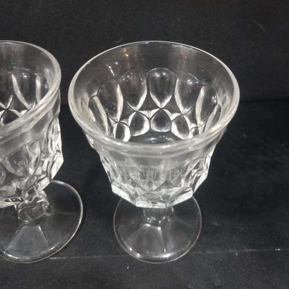 Noritake Perspective Clear Wine Glasses, Set of 2, Vintage Pressed Glass Goblets - Thumbnail 6