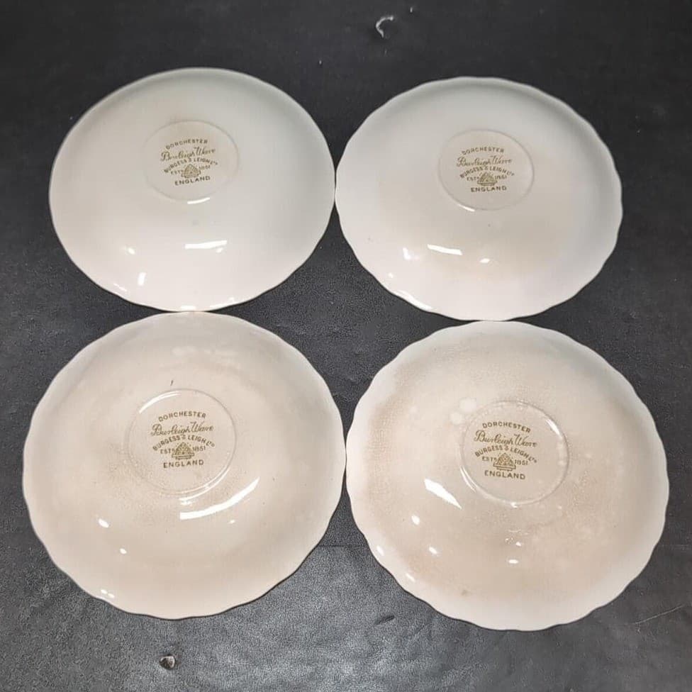 Burgess and Leigh Dorchester Burleigh Ware Saucers, Set of 4, Vintage Tableware - Thumbnail 3