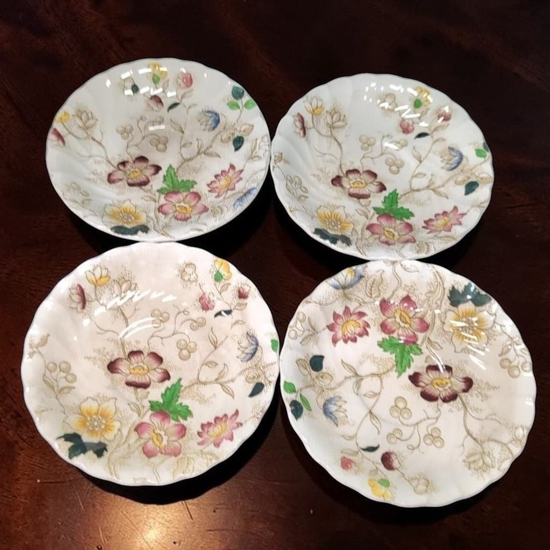 Burgess and Leigh Dorchester Burleigh Ware Saucers, Set of 4, Vintage Tableware