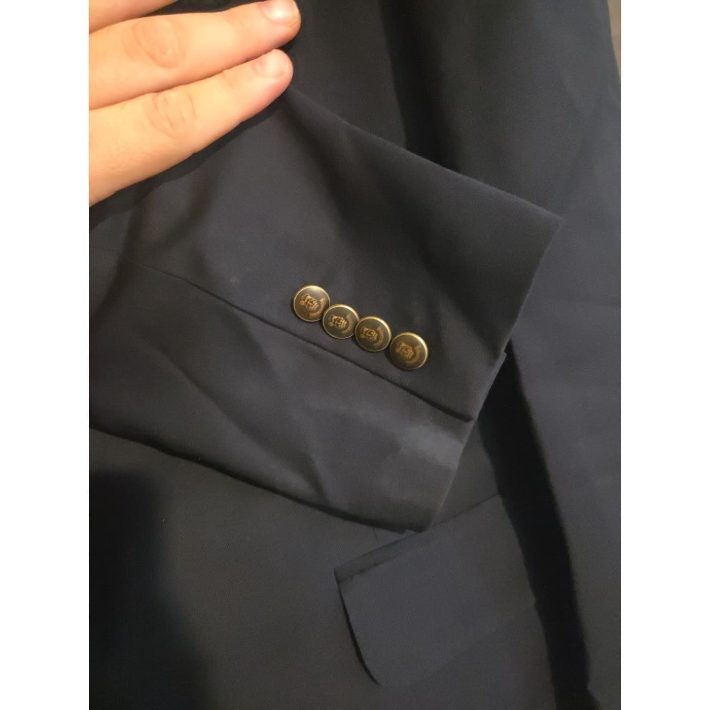Coppley Navy Blue Wool Blazer, Gold Crest Buttons, Made in Canada, Men's 40S - Thumbnail 8