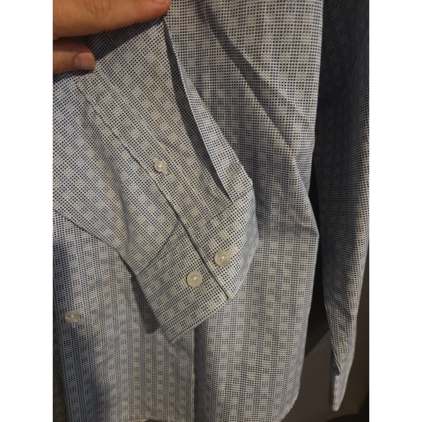 Calvin Klein Infinite Cool Blue Geometric Non-Iron Button Down, Mens Large Shirt - Thumbnail 7
