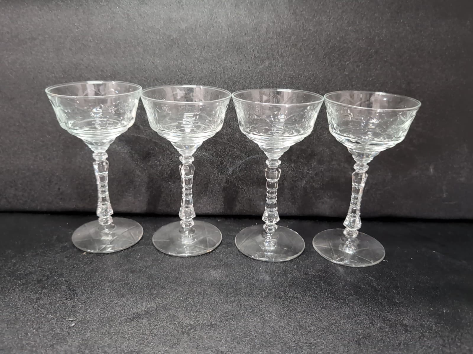 Libbey Rock Sharpe Normandy Champagne Glasses, Sherbet Glasses, Set of 4 Vintage - Thumbnail 4