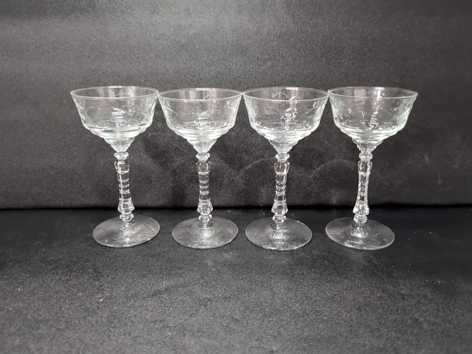 Libbey Rock Sharpe Normandy Champagne Glasses, Sherbet Glasses, Set of 4 Vintage - Thumbnail 2