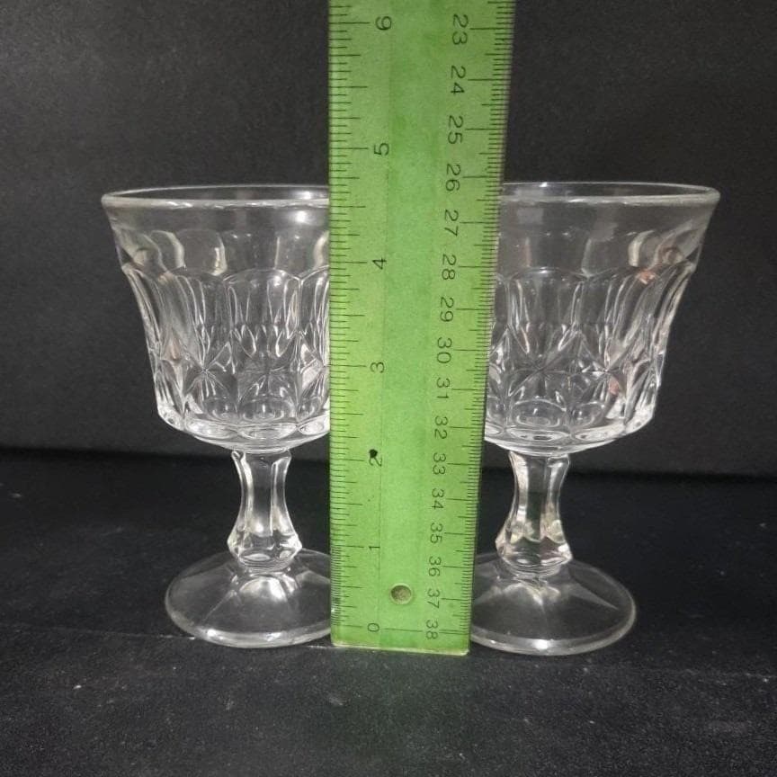 Noritake Perspective Clear Wine Glasses, Set of 2, Vintage Pressed Glass Goblets - Thumbnail 2