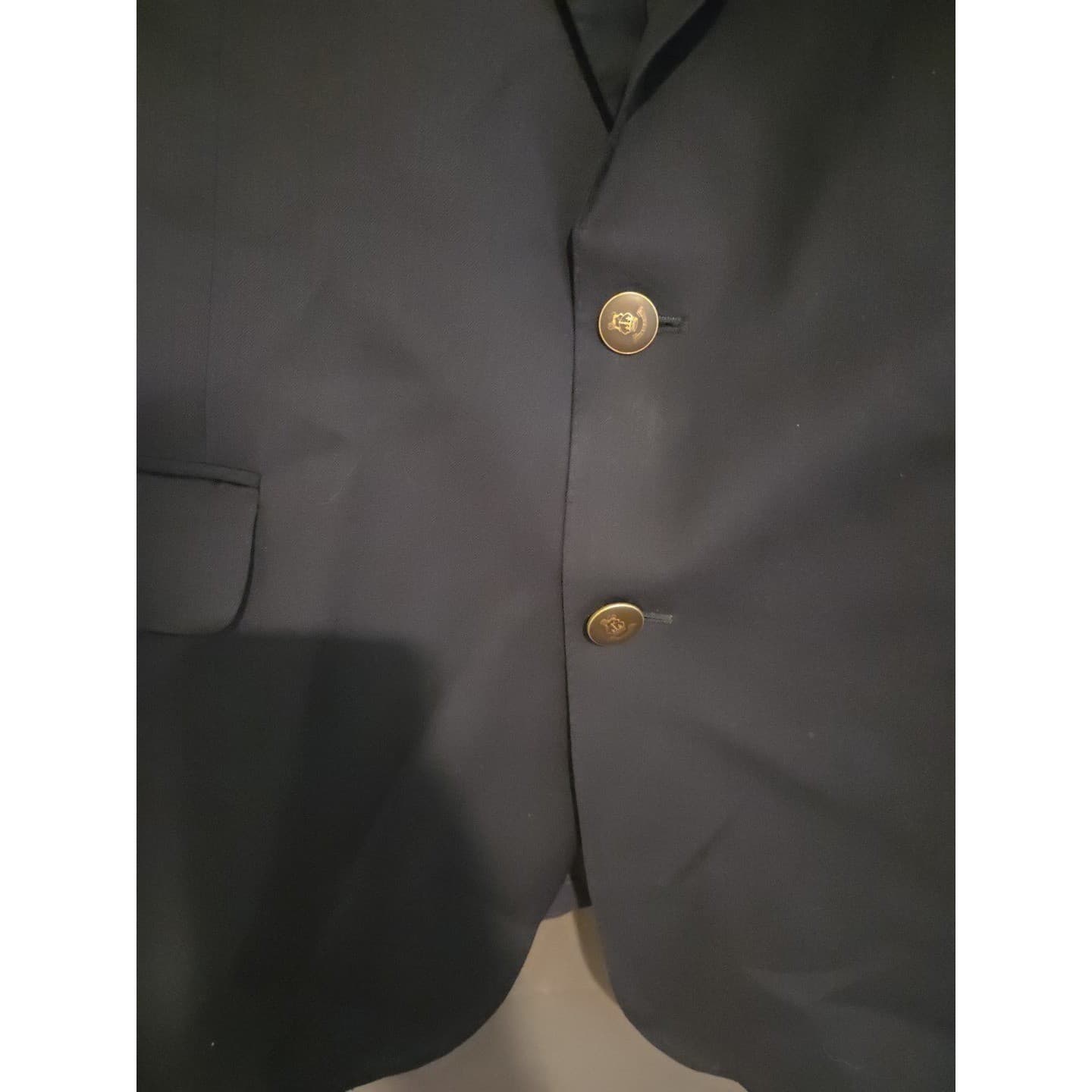 Coppley Navy Blue Wool Blazer, Gold Crest Buttons, Made in Canada, Men's 40S - Thumbnail 7