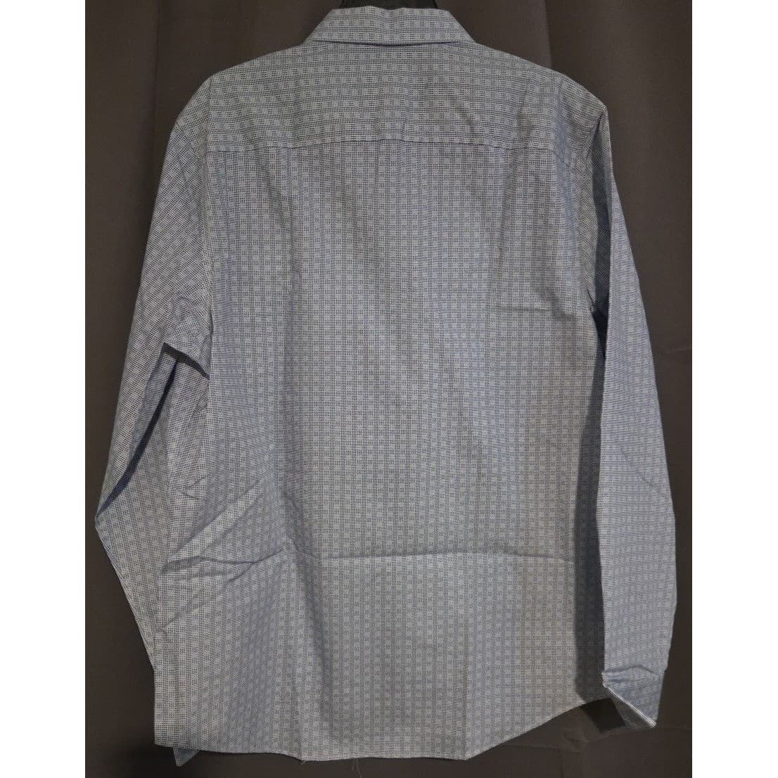 Calvin Klein Infinite Cool Blue Geometric Non-Iron Button Down, Mens Large Shirt - Thumbnail 4