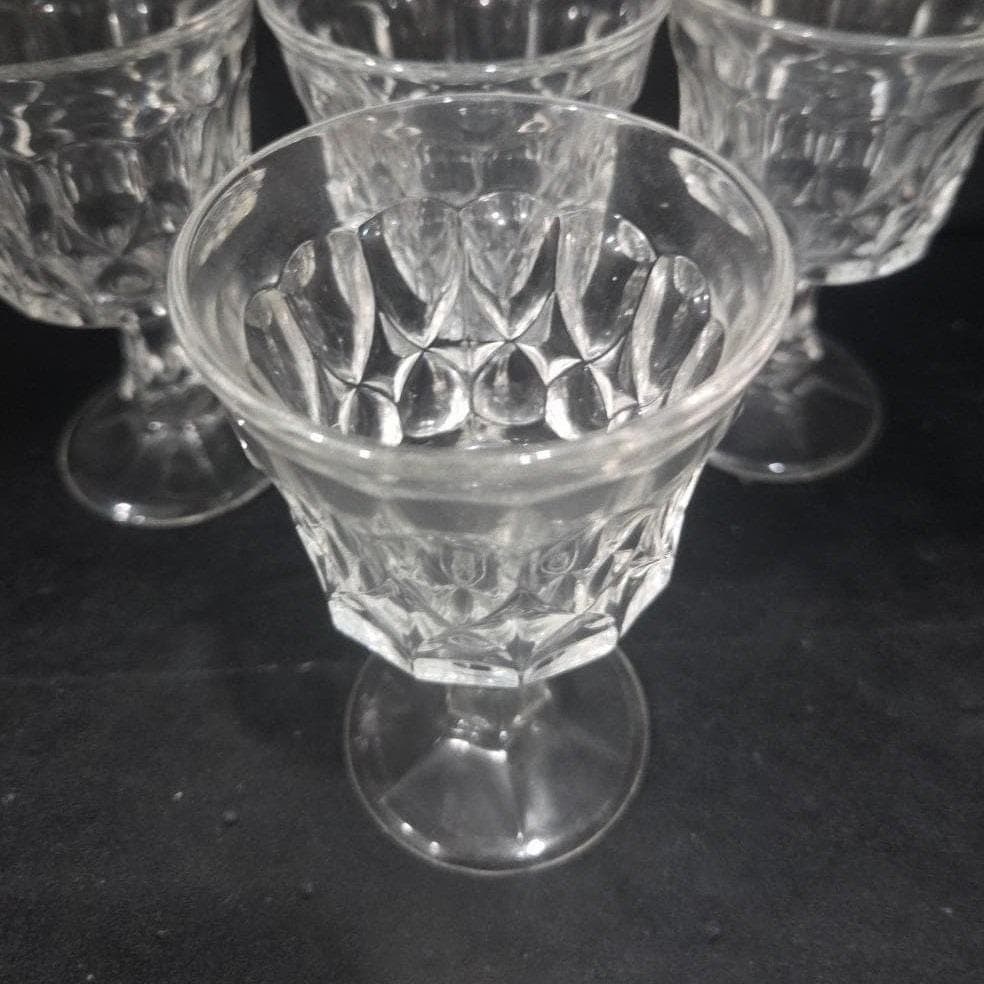 Noritake Perspective Clear Wine Glasses, Set of 4, Vintage Pressed Glass Goblets - Thumbnail 6