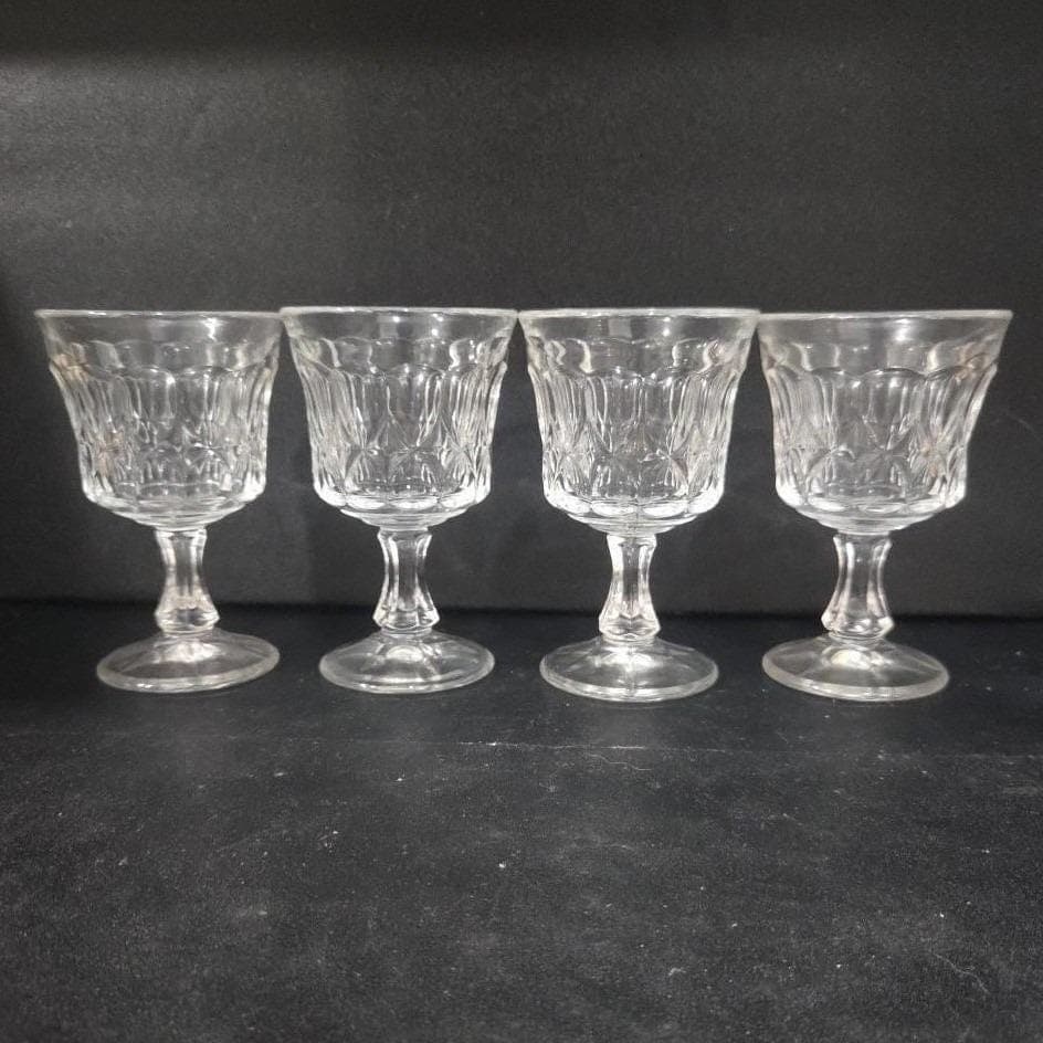 Noritake Perspective Clear Wine Glasses, Set of 4, Vintage Pressed Glass Goblets - Thumbnail 10