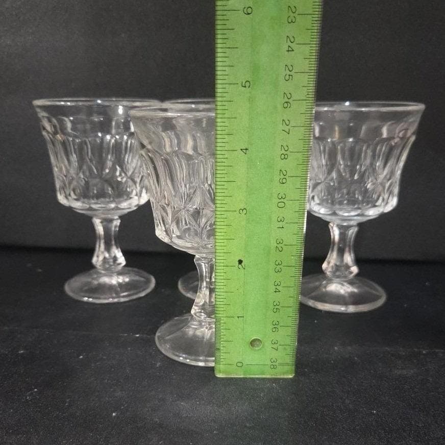 Noritake Perspective Clear Wine Glasses, Set of 4, Vintage Pressed Glass Goblets - Thumbnail 2