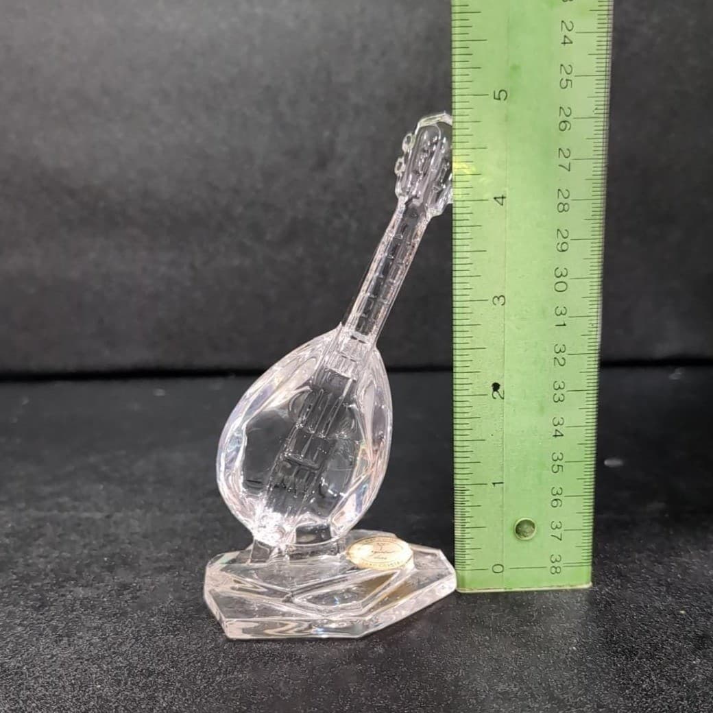 Italy Mandolin Art Glass Sculpture, Clear Paperweight Vintage Musical Instrument - Thumbnail 9