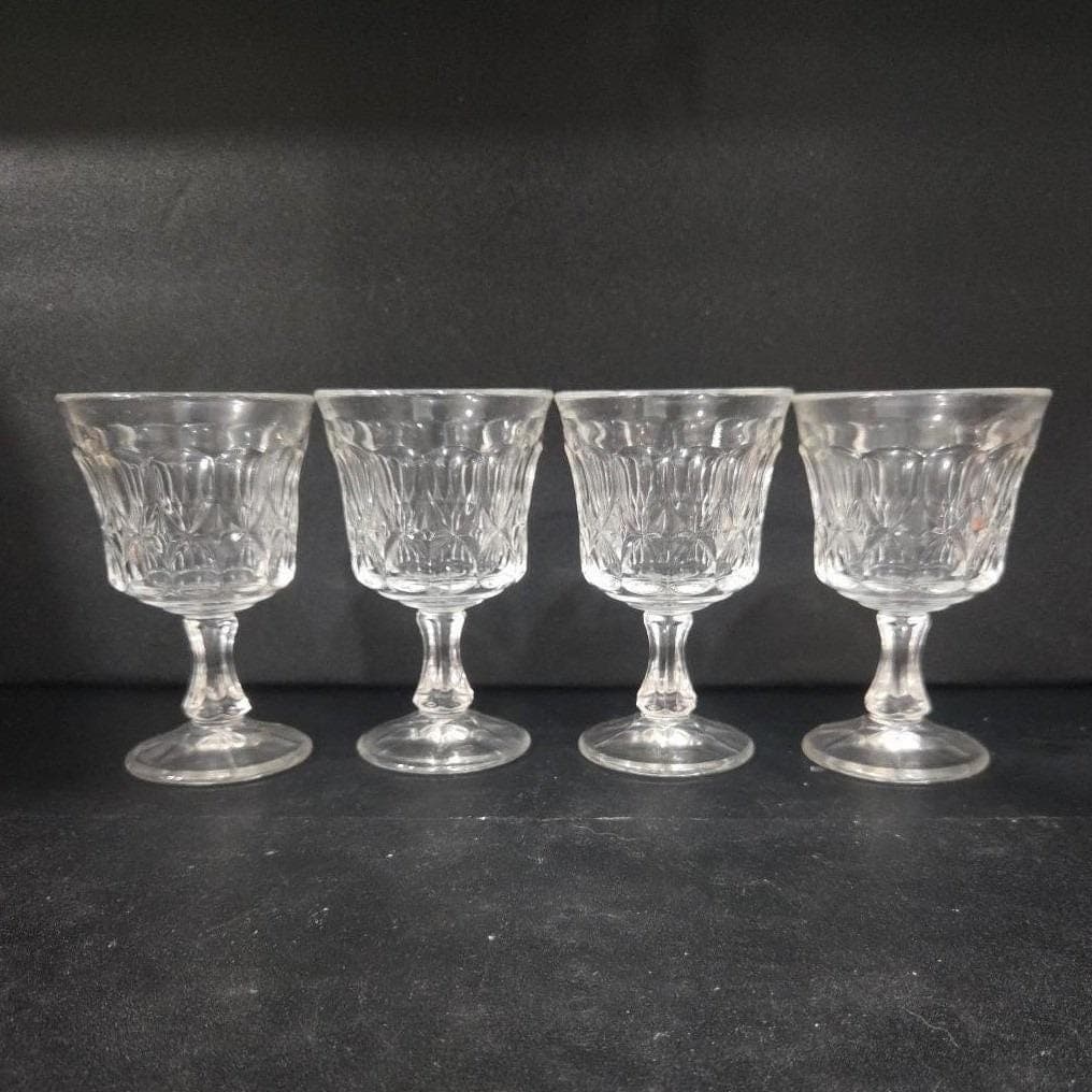 Noritake Perspective Clear Wine Glasses, Set of 4, Vintage Pressed Glass Goblets - Thumbnail 7