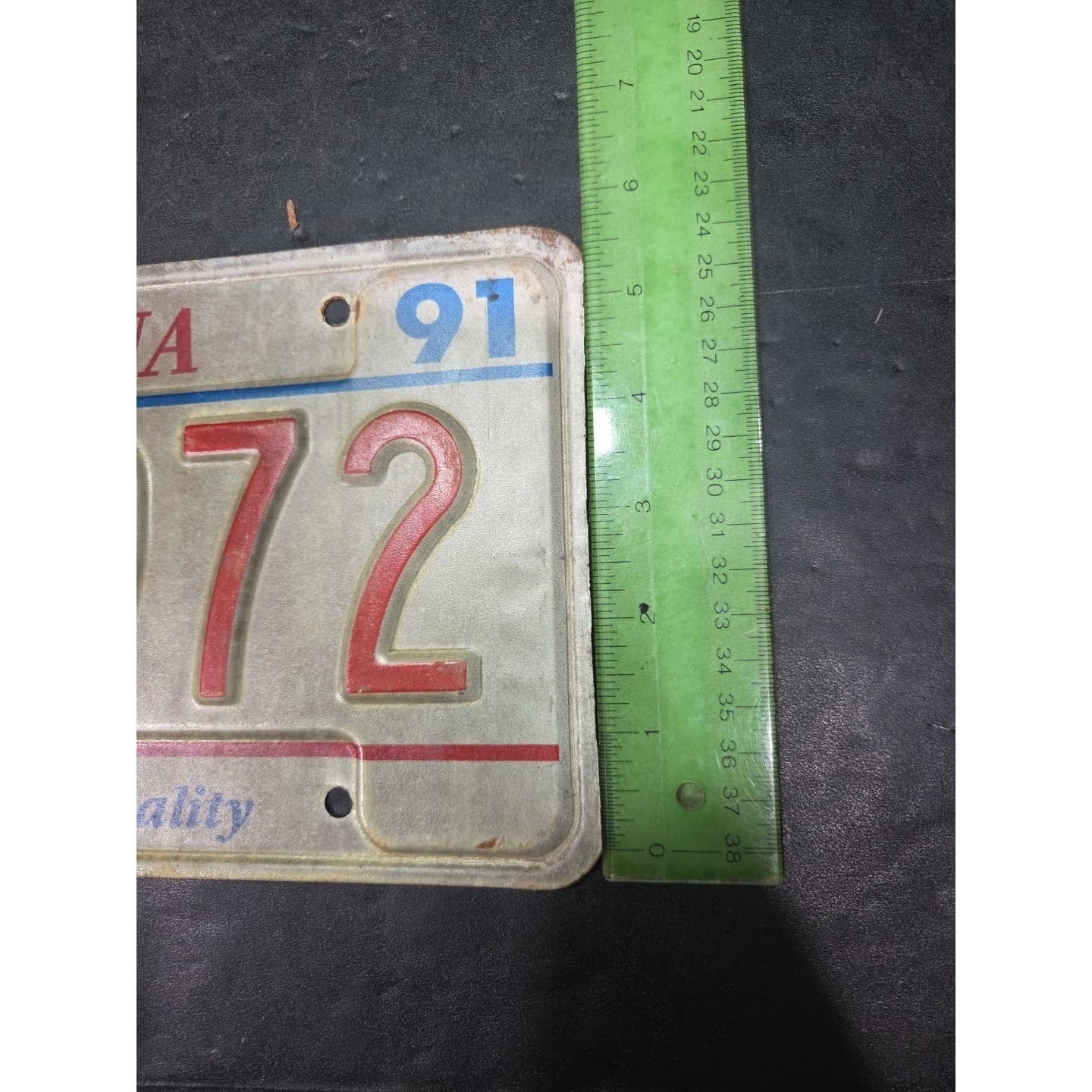 Indiana Handicap License Plate 34972, Hoosier Hospitality, Vintage, JUN 91 Tag - Thumbnail 5