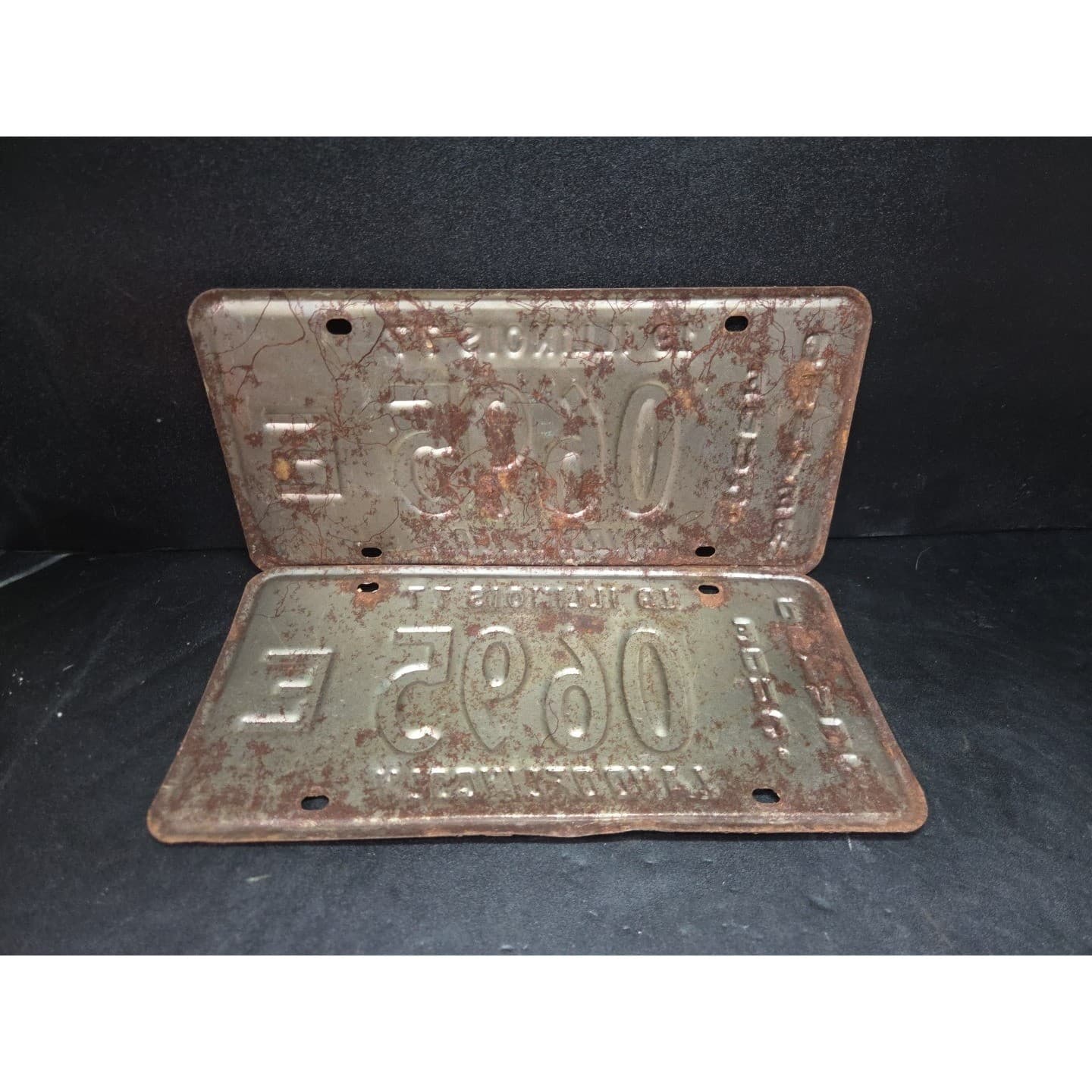 Illinois License Plates Pair 0695 E, Driver Education, Land of Lincoln, Vintage - Thumbnail 2