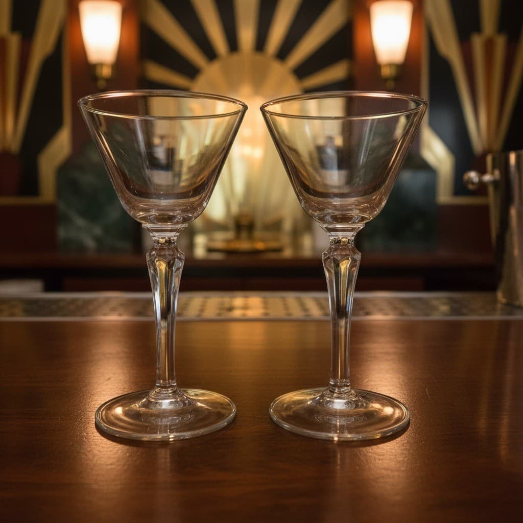 Libbey Faceted Stem Cocktail Glasses, Set of 2, Vintage Replacement Stemware