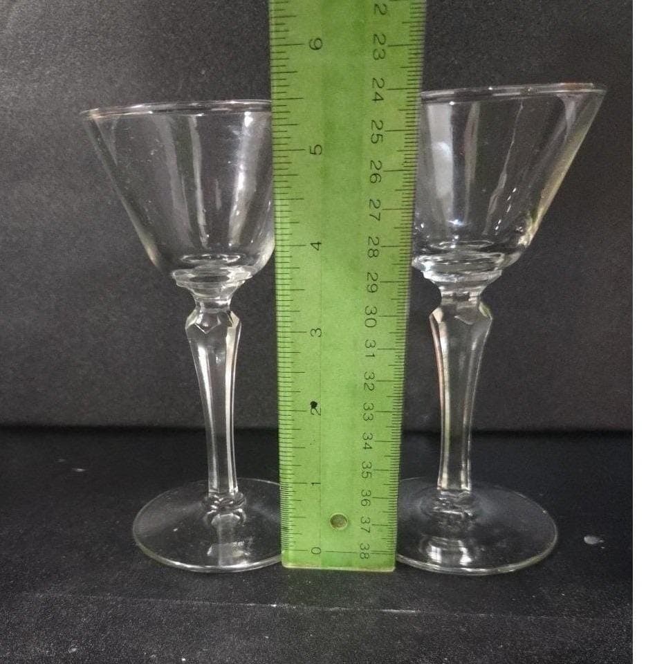 Libbey Faceted Stem Cocktail Glasses, Set of 2, Vintage Replacement Stemware - Thumbnail 2