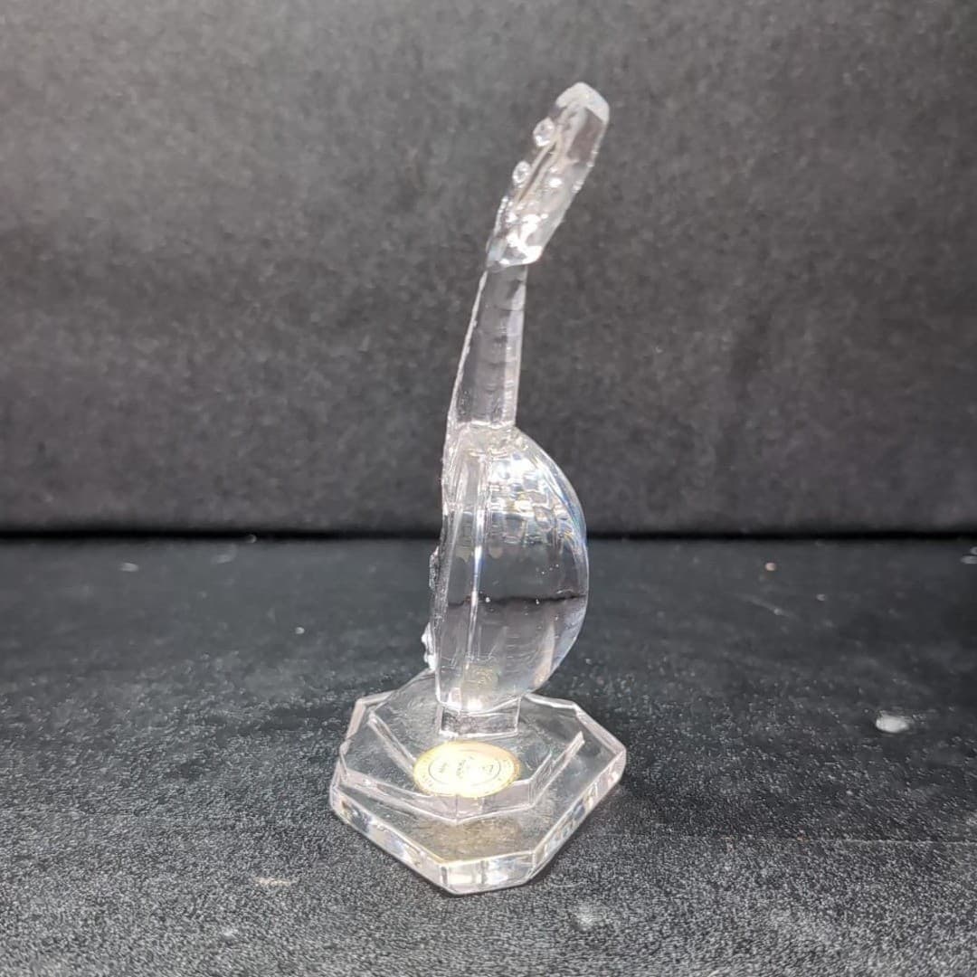 Italy Mandolin Art Glass Sculpture, Clear Paperweight Vintage Musical Instrument - Thumbnail 5