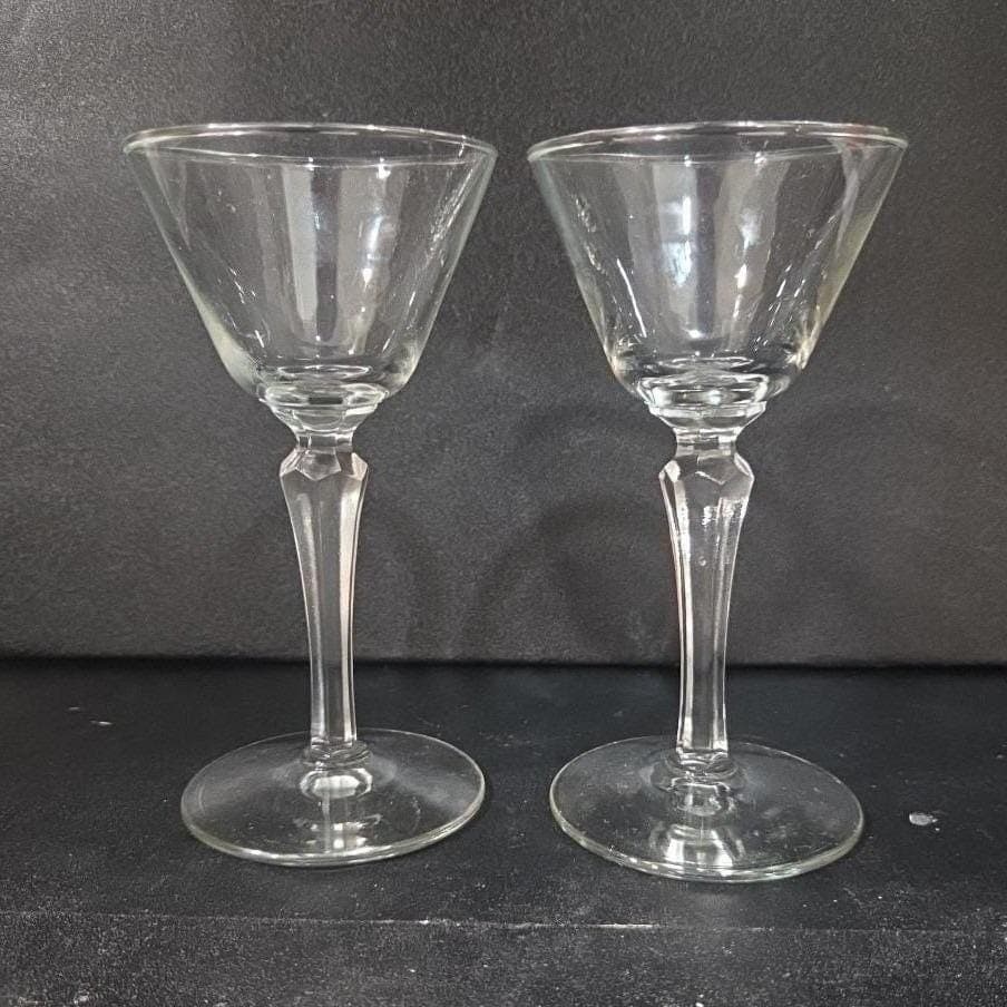 Libbey Faceted Stem Cocktail Glasses, Set of 2, Vintage Replacement Stemware - Thumbnail 10