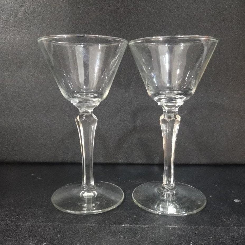 Libbey Faceted Stem Cocktail Glasses, Set of 2, Vintage Replacement Stemware - Thumbnail 7