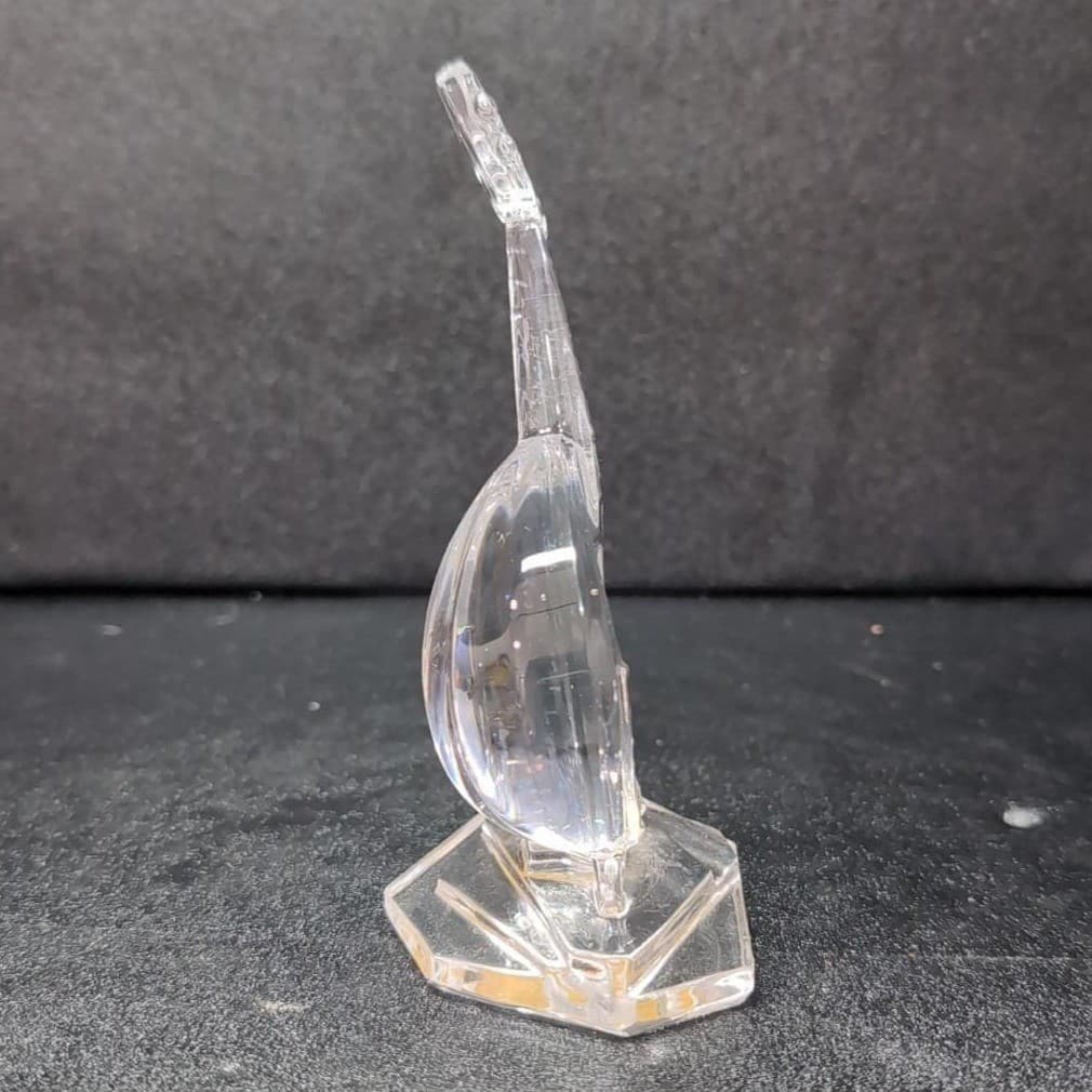 Italy Mandolin Art Glass Sculpture, Clear Paperweight Vintage Musical Instrument - Thumbnail 3