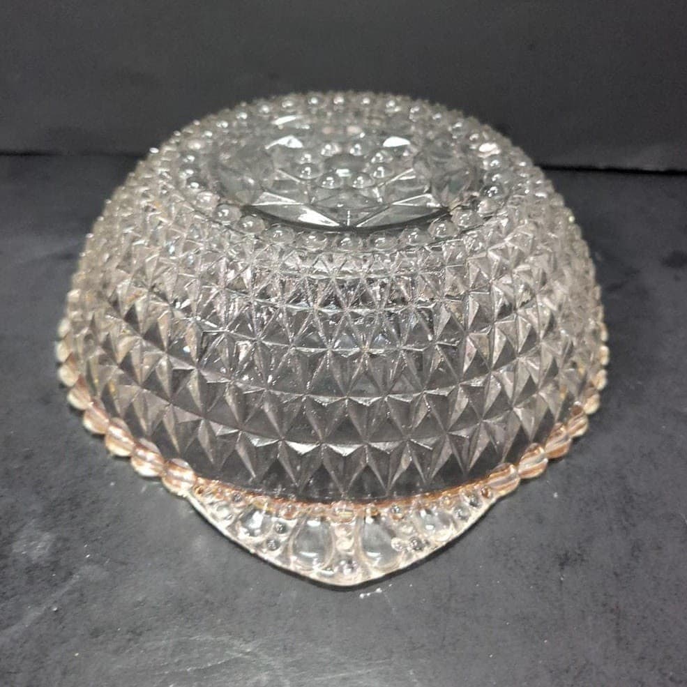 Crystal Serving Bowl with Handles, Vintage Diamond Cut Design, Centerpiece - Thumbnail 9