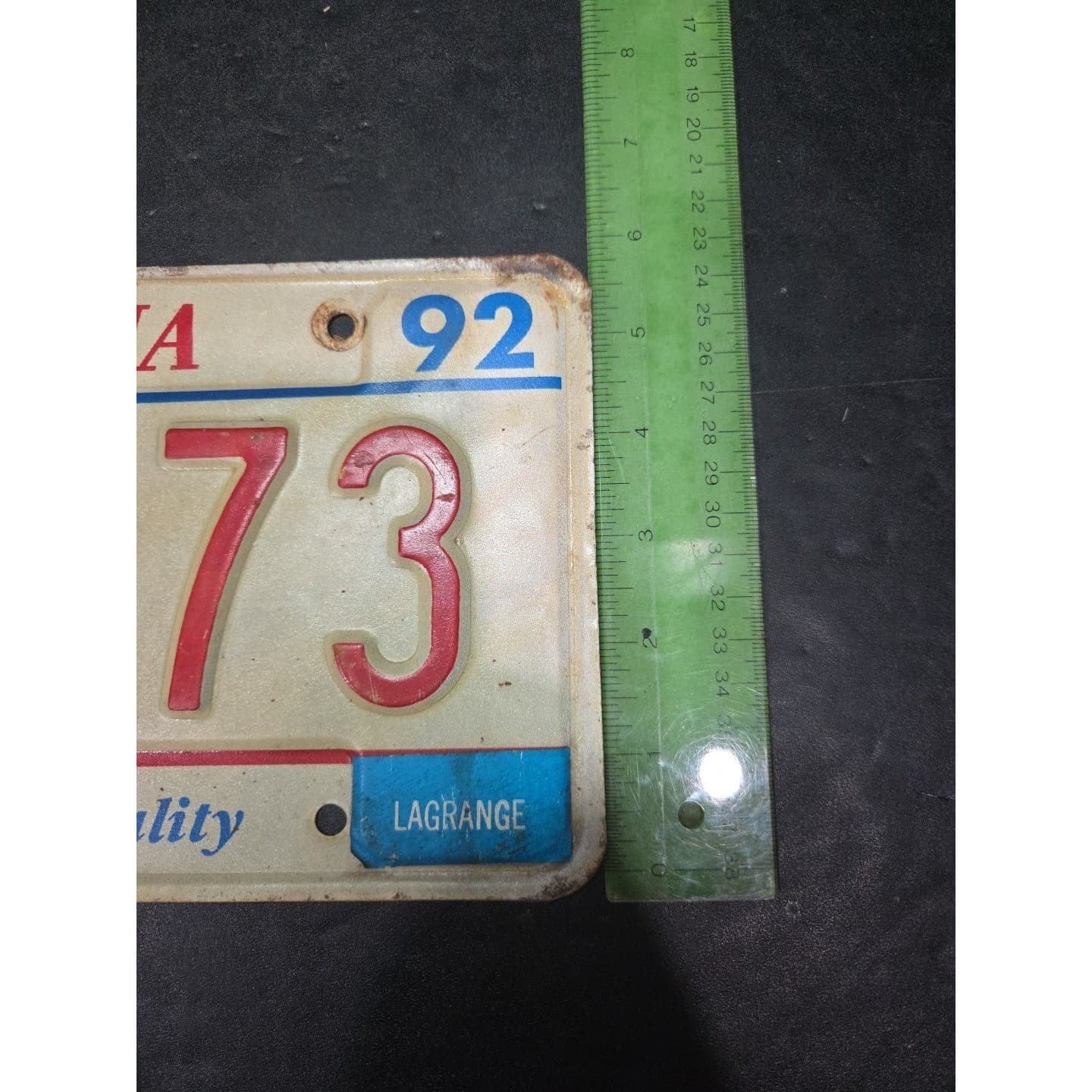 Indiana Handicap License Plate 38973, Hoosier Hospitality, Lagrange Vintage 1992 - Thumbnail 5