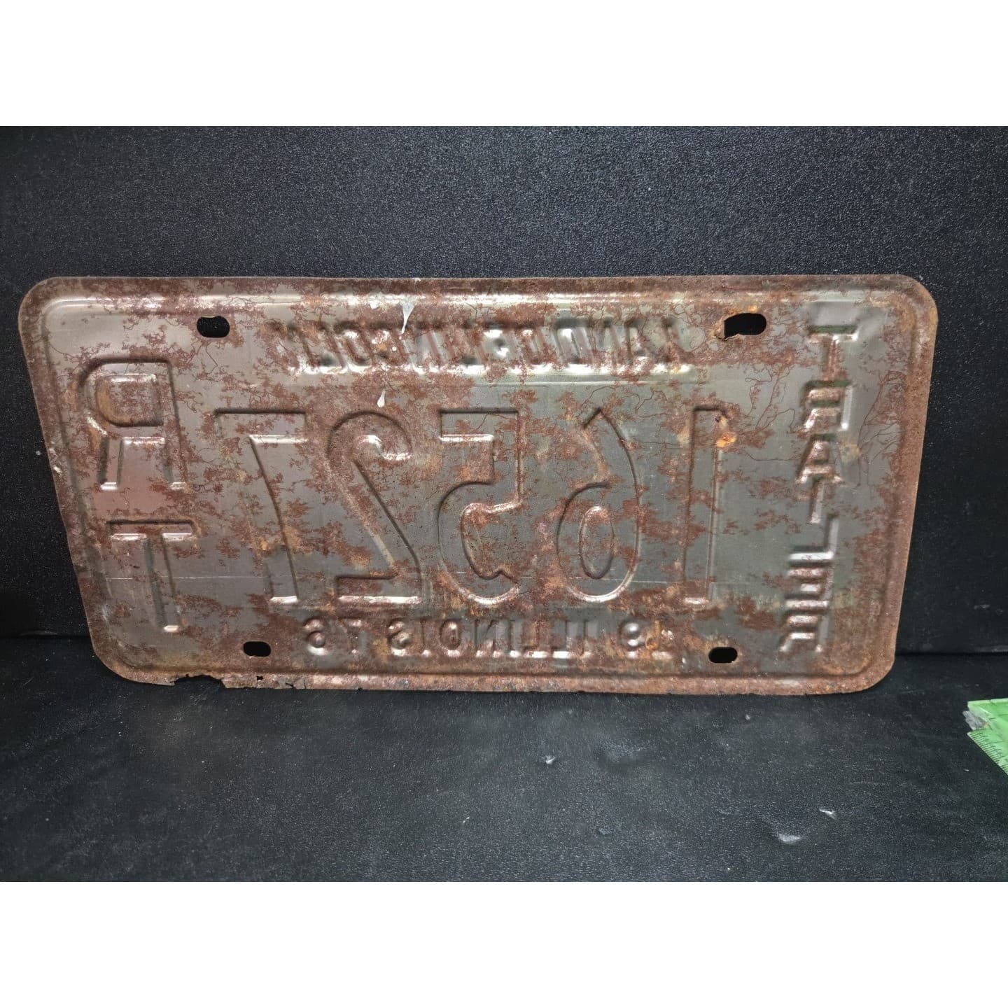Illinois Trailer License Plate 16527 RT, Land of Lincoln, Blue White, Vintage - Thumbnail 2