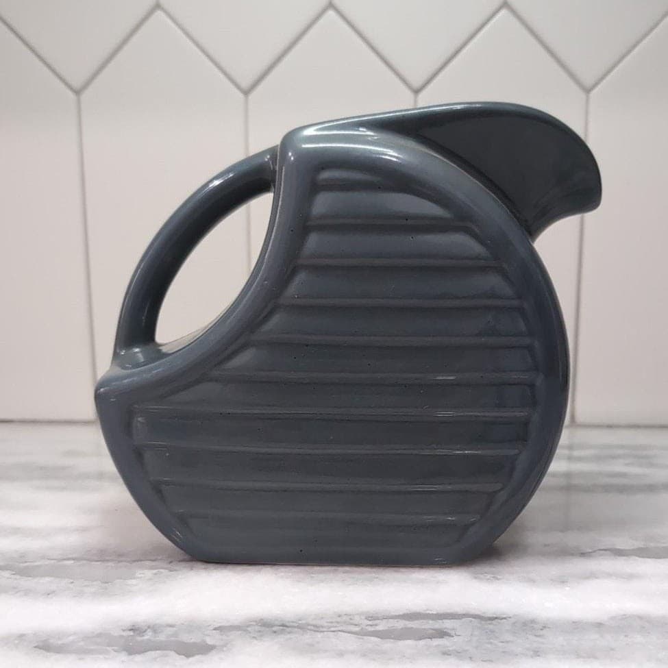 Feltman Langer Dusty Gray Disc Pitcher, Vintage Glazed Ceramic, Home Accessory - Thumbnail 2