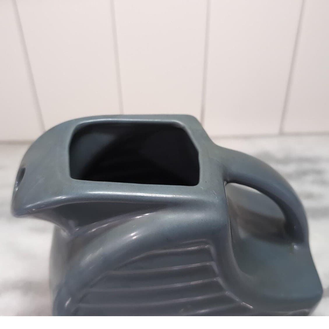 Feltman Langer Dusty Gray Disc Pitcher, Vintage Glazed Ceramic, Home Accessory - Thumbnail 6